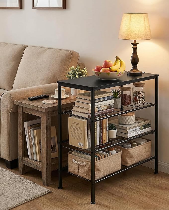 4-Tier Shoe Rack for Entryway, Bedroom & Living Room – Sturdy Shoe Storage Organizer with Adjustable Leveling Feet, Compact Design (26.9”x 11.8”x 25.1”), Black