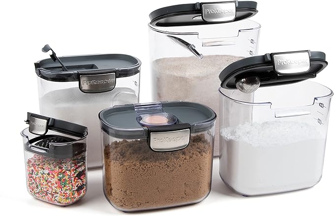ProKeeper+ Airtight Food Storage Container Set, Grey, 9-Piece