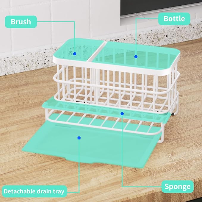 Sink Caddy Sponge Holder, Kitchen Sink Organizer with Drain Tray