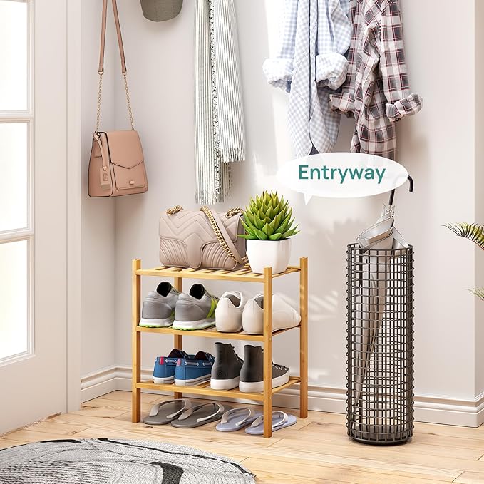 Small Shoe Rack, 3-Tier Shoe Rack for Entryway