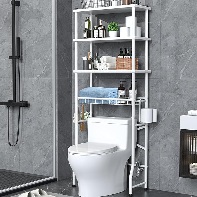 Over the Toilet Storage shelf, 4-Tier Bathroom Organizer Rack