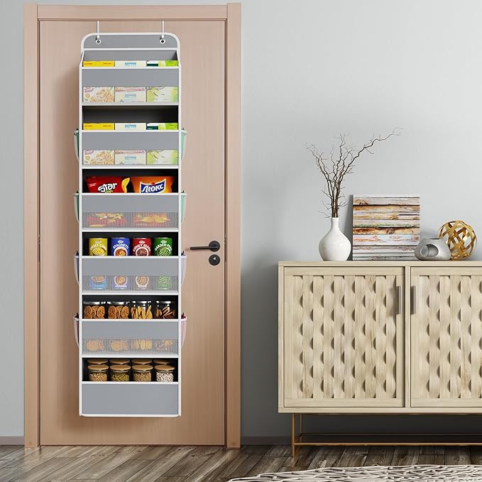 Univivi Door Hanging Organizer Nursery Closet Cabinet Baby Storage with 6 Large Compartments and 8 Side Pockets for Cosmetics, Toys and Sundries