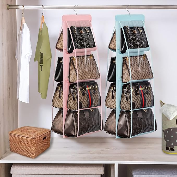 Handbag Hanging Purse Organizer for Closet, Light Blue