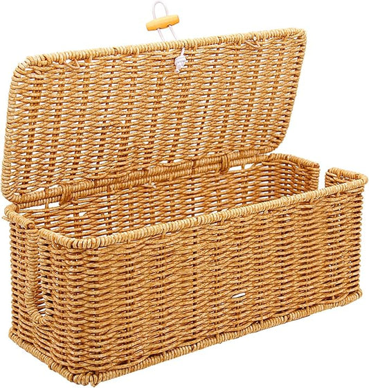 Cable Management Box, Handmade Imitation Rattan Cord Cable Organizer