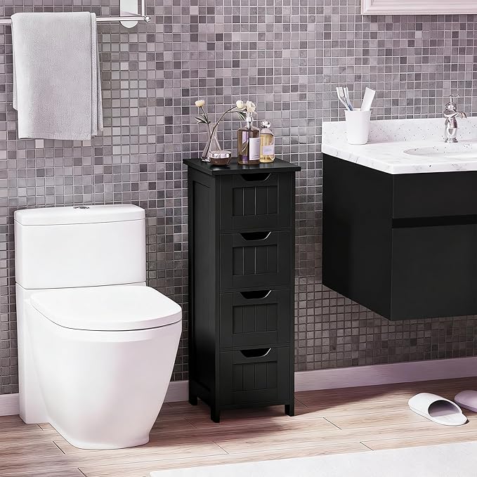 Bathroom Floor Storage Cabinet, Black