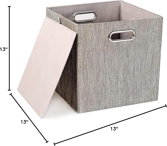 3X Thicker Fabric Storage Cubes 13 inch Collapsible Storage Bins, Coffee