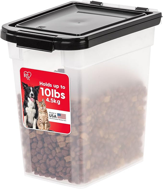 USA Airtight Dog Food Storage Container, WeatherPro, Up to 10 lbs, Clear/Black