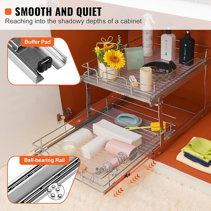 2 Tier 20"Wx21.2"Dx15.2"HPull Out Cabinet Organizer