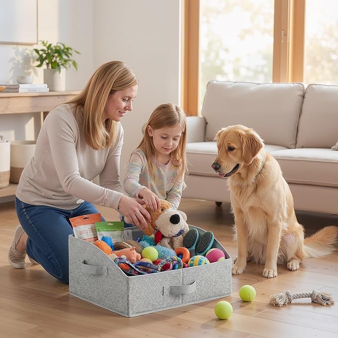 GRANNY SAYS Closet Organizer Bins, Trapezoid Storage Bin, Storage Baskets for Shelves, Collapsible Clothes Organizers and Storage, Baskets for Organizing Clothes, Toys, Ash Gray, 3-Pack