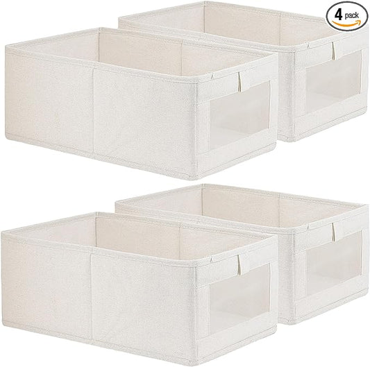4 Pack Linen Storage Bins, Storage Containers for Organizing Clothing, Jeans