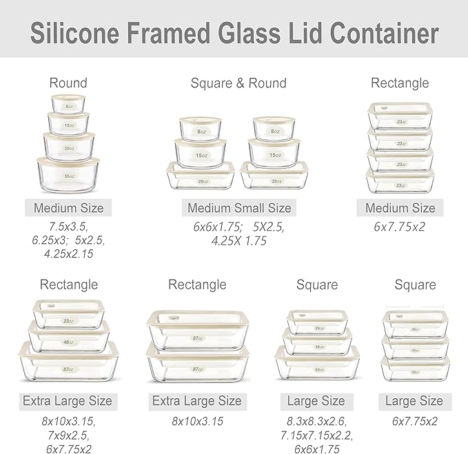 Urban Green Glass Food Container Set with Glass Lid, 4 Pack