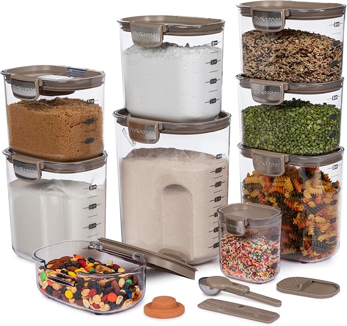 ProKeeper+ Airtight Food Storage Container Set, Taupe, 13-Piece