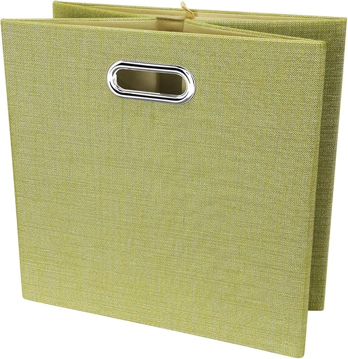Posprica Foldable Storage Bins,13×13×13 Storage Cubes Boxes Baskets Containers for Shelf Bookcase,Thick Fabric Drawers - Set of 4, Yellow/Beige mixed