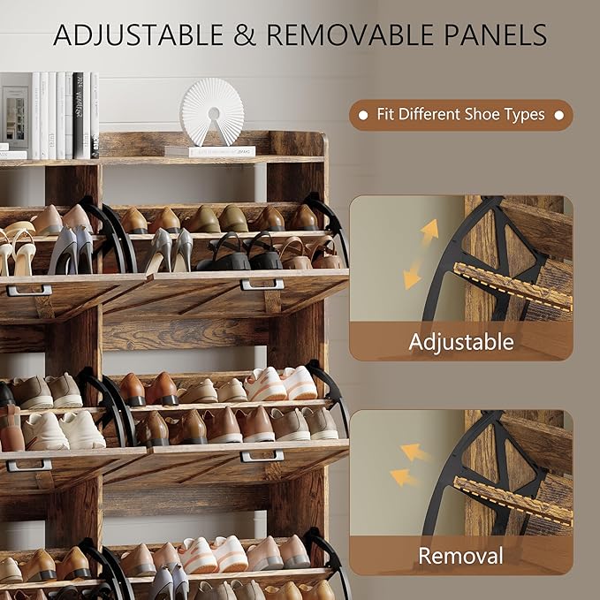 Shoe Cabinet with 6 Flip Drawers, Brown