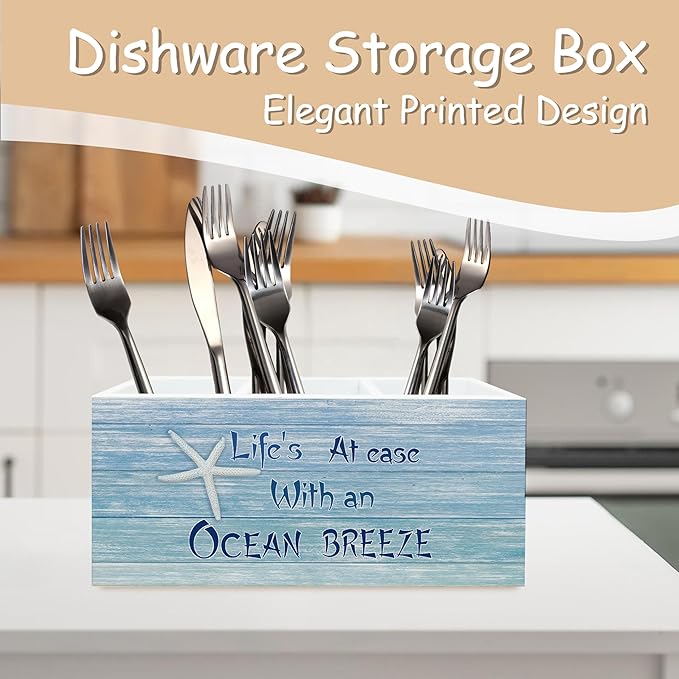 Coastal Beach Pen Pencil Holder for School Home Office Desk, Beach Decor Wooden Pencil Holder Sign Organizer for Home Office Desk Accessories, Coastal Gifts for Women Men
