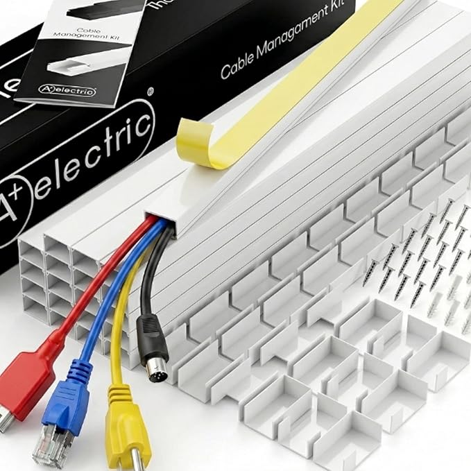 A+ ELECTRIC Cord Cover Full Kit, 26ft/315in Self-Adhesive Cable Raceway