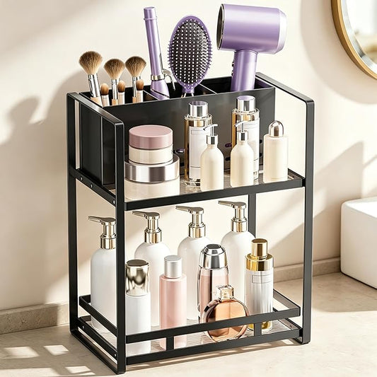 Hair Tool Organizer Bathroom Countertop, Black