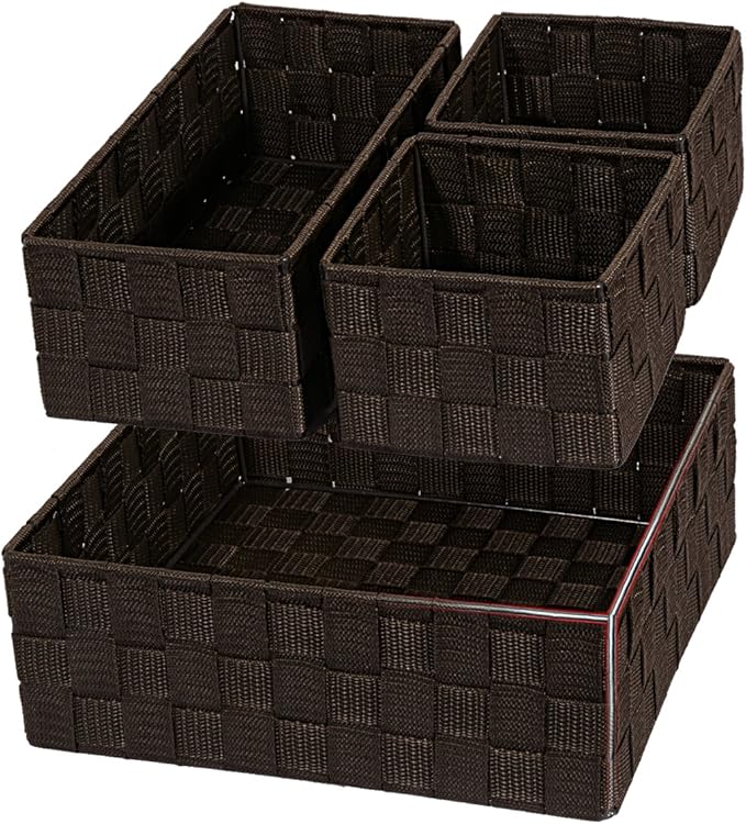 Woven Storage Baskets for Organizing, Brown