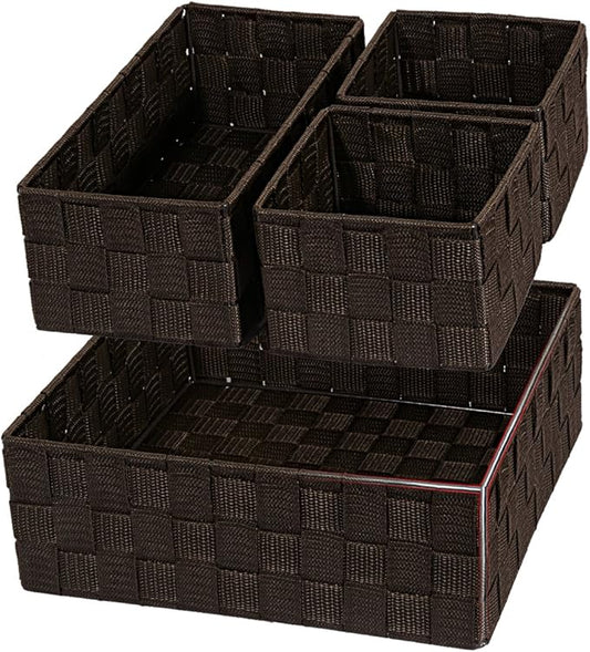Woven Storage Baskets for Organizing, Brown