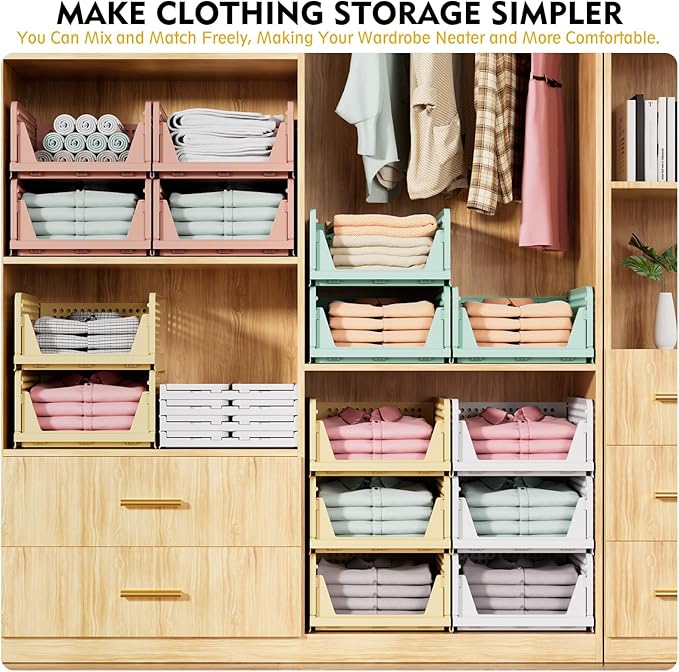 5 Pack Stackable Closet Organizer Box, Yellow