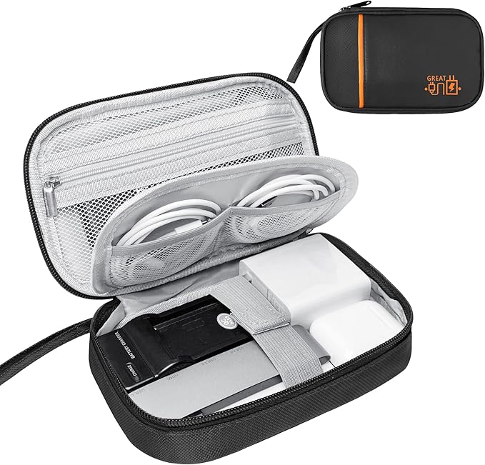 Lcsmaokin Electronics Travel Organizer,Portable Waterproof Electronic Travel Storage Bag for Small Charging Cord Storage,Charger,Small Electronics,SD Card etc,for Travel,Business -Black
