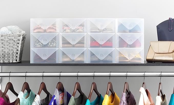 Whitmor Clear-Vue Women's Shoe Box - Heavy Duty Stackable Shoe Storage - Clear - Set of 8