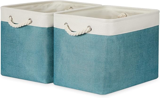 Bidtakay Foldable Storage Bins Set of 2 Tall Cloth Baskets 16" X 11.8" X 11.8"