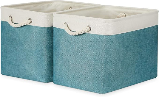 Bidtakay Foldable Storage Bins Set of 2 Tall Cloth Baskets 16" X 11.8" X 11.8"