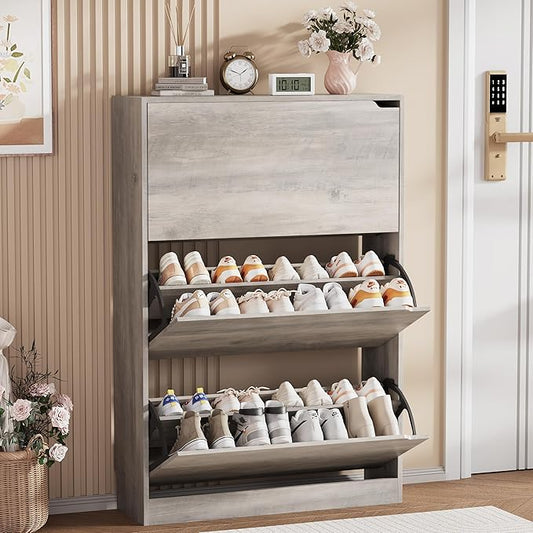 Shoe Storage Cabinet, Grey, 47.2" x 31.5" x 9.25"