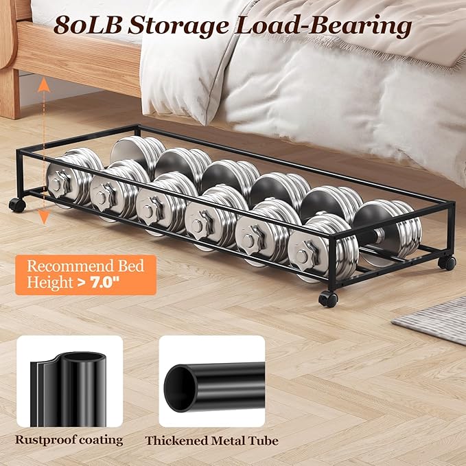 Yecaye 85 L Under Bed Storage with Wheels, 2 Pack Extra Large Under Bed Storage Containers with Metal Frame & Clear Lid, Rolling Underbed Organizer Bins Drawers for Clothes, Shoes, Blankets, Hemp Grey