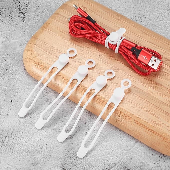 50 Pcs Silicone Cable Ties, Reusable Cable Straps Wire Organizer