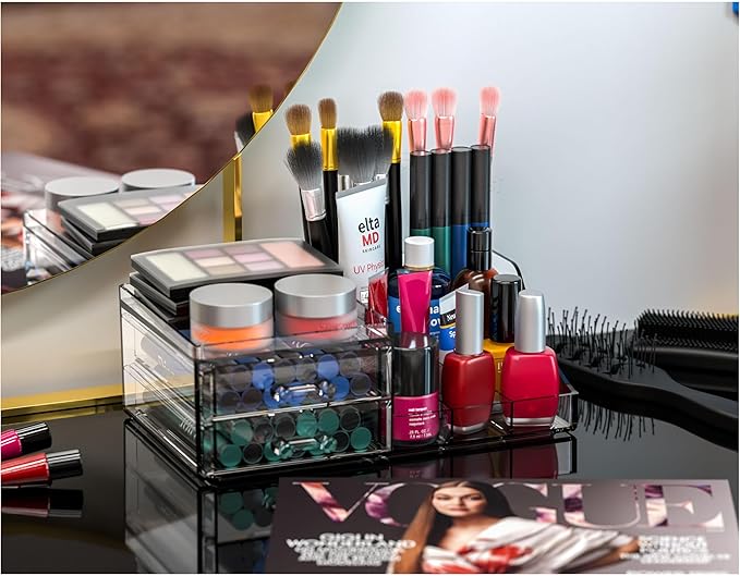 Acrylic Small Makeup Organizer with Drawers, Clear Skincare Organizer for Vanity