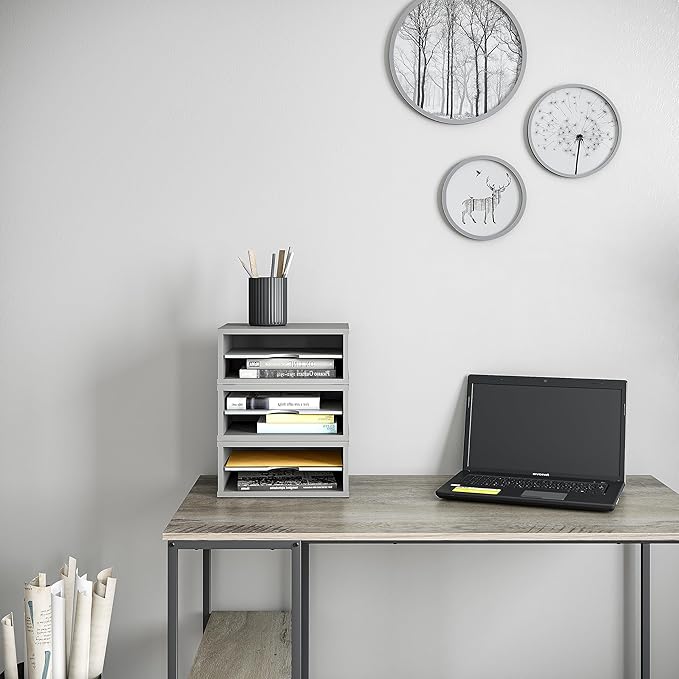 File Organizer, 2-Tier Document Paper Sorter, Gray