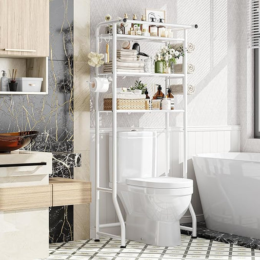 Simple Trending 3 Tier Over The Toilet Storage Rack, Metal Bathroom Shelf