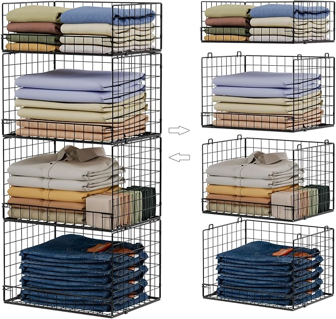 4 Tier Stackable Closet Organizers and Storage Shelves