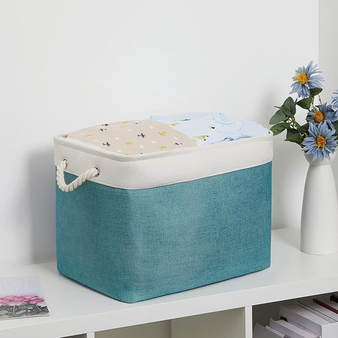 Bidtakay Foldable Storage Bins Set of 2 Tall Cloth Baskets 16" X 11.8" X 11.8"