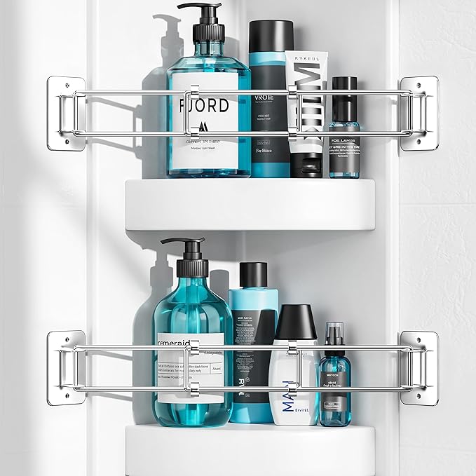 Songsoso 2 Pack RV Shower Corner Storage Bar, Camper Shower Caddy
