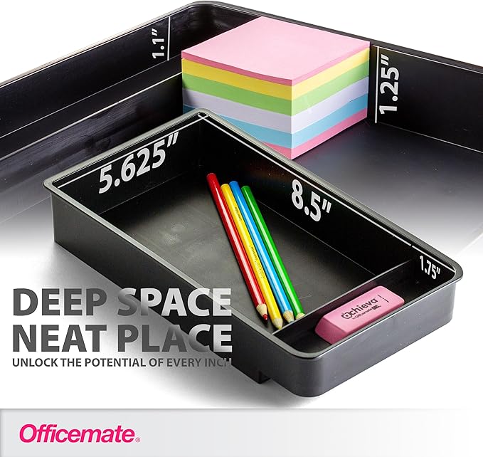 Officemate Medium Self-Adhesive Under Desk Drawer, Black, 6" x 10.75" x 1.875" (22532)