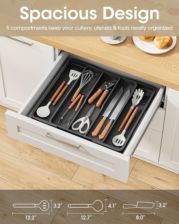 Silverware Organizer, Expandable Kitchen Drawer Organizer, X-Large