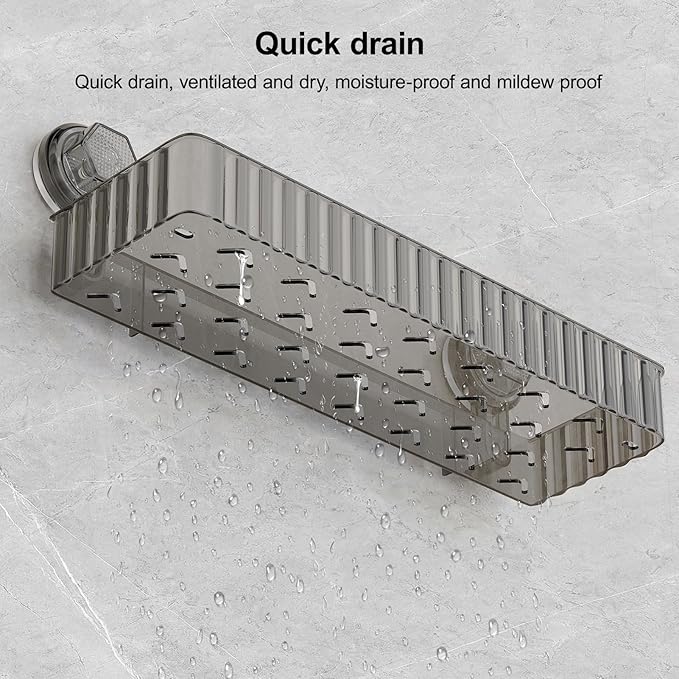 Adhesive Shower Caddy Suction Cup Shower Shelves for Inside Shower No Drilling Bathroom Organizers and Storage Wall Shelf Rack Clear（black,square