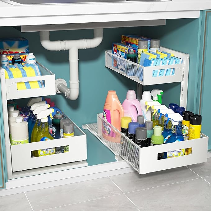 Under Sink Organizer, Bathroom Organizers and Storage, 2PCS