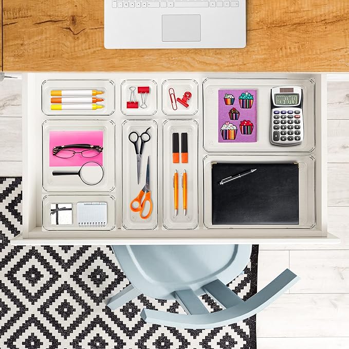 6 Pack Drawer Organizer, 3" X 3" Plastic Storage Bins