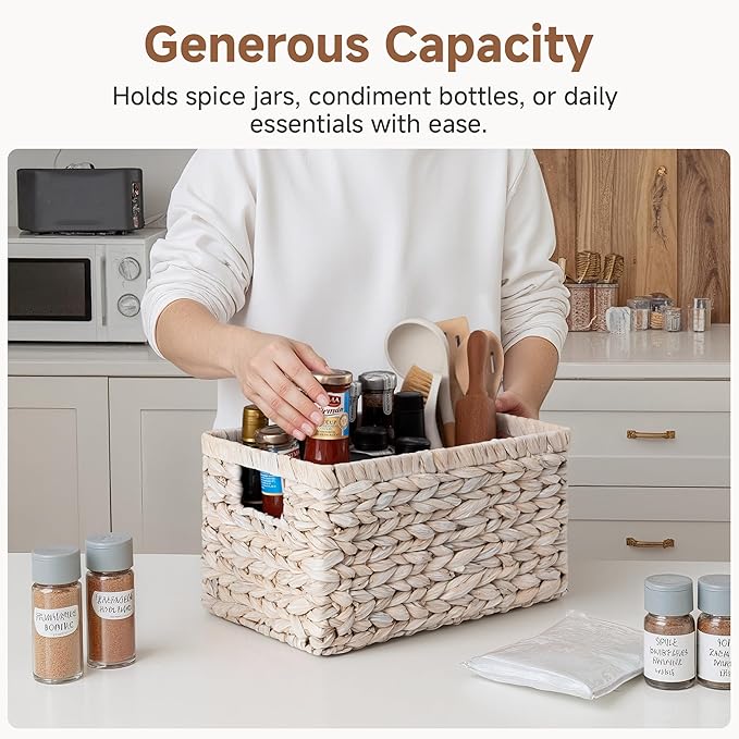 Pantry Baskets, Wicker Storage Baskets for Organizing, Natural