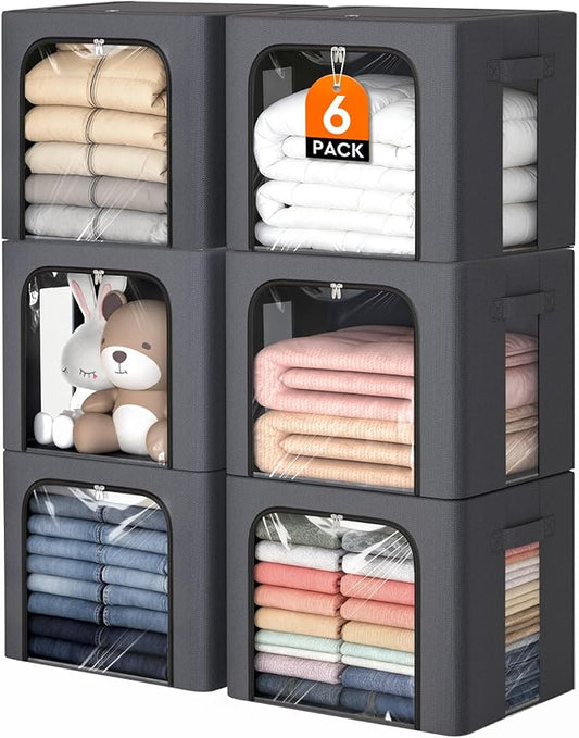 6 Pack Clothes Storage Bins with Metal Frame
