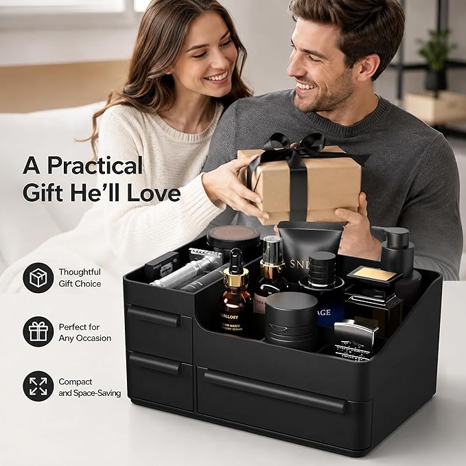 Mens Bathroom Organizer for Cologne, Perfume Stand with Drawers