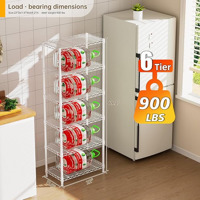Golpart 5 tire Shelves Storage Wire Shelving Unit Metal Shelf Adjustable Organizers Storage Shelving for Bathroom Laundry Room Kitchen Pantry12”D x 22”W x 69”H White