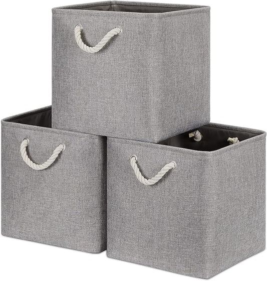 Bidtakay Grey Baskets Foldable Storage Cube Bins 13x13x13 Cube Storage Organizer