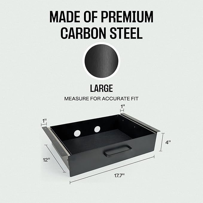 Storage Drawer, Carbon Steel Underdesk Drawer Slide Out, 17.7 x 12 x 4 in