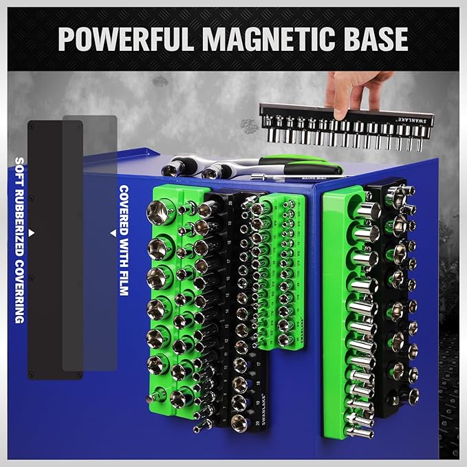 Magnetic Socket Organizer Holder Tool, 8PCS Set includes 2PCS 1/4", 4PCS 3/8"