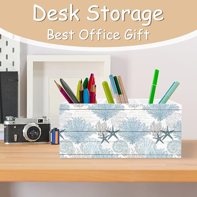Beach Gifts for Women Men, Coastal Pen Holder for Home Office Desk